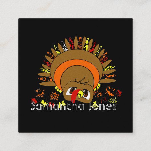 Catering Visitekaartje met Cute Turkey (Achterkant)