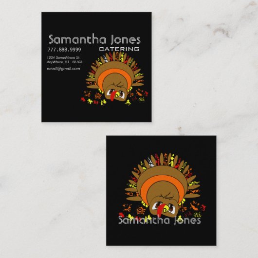 Catering Visitekaartje met Cute Turkey (Voorkant / Achterkant)