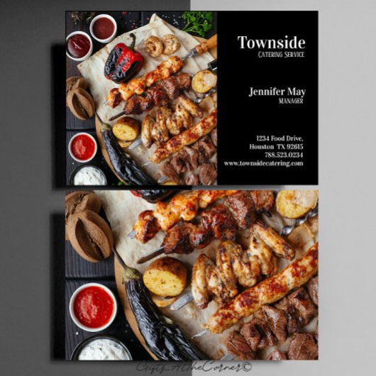 Catering-Visitekaartje op zwarte achtergrond Visitekaartje
