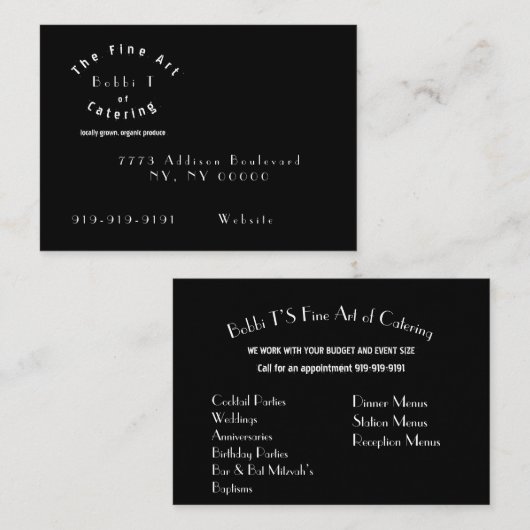 Catering-Visitekaartje Visitekaartje (Voorkant / Achterkant)