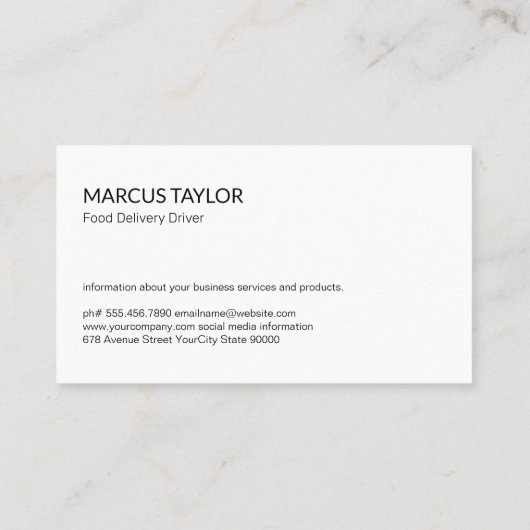 Catering | Voedselvoorziening | Productie Visitekaartje (Achterkant)