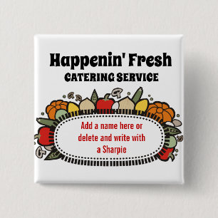 cateringbadge voor groente- en fruitteelt vierkante button 5,1 cm