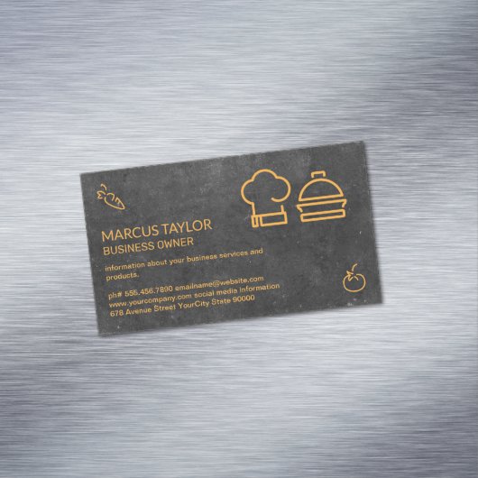 cateringdienst | voedingsmiddelenindustrie | chef magnetisch visitekaartje (Voorbeeld)