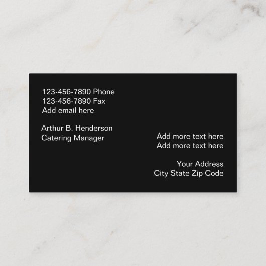 Cateringdiensten Visitekaartjes (Achterkant)