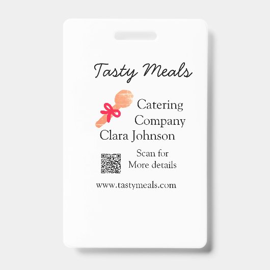 Cateringdiensten voeg naam QR-code website bakkeri Badge (Voorzijde)