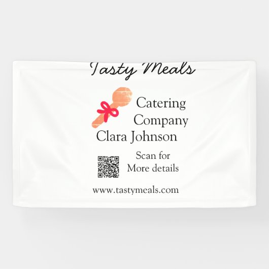 Cateringdiensten voeg naam QR-code website bakkeri Spandoek (Horizontaal)