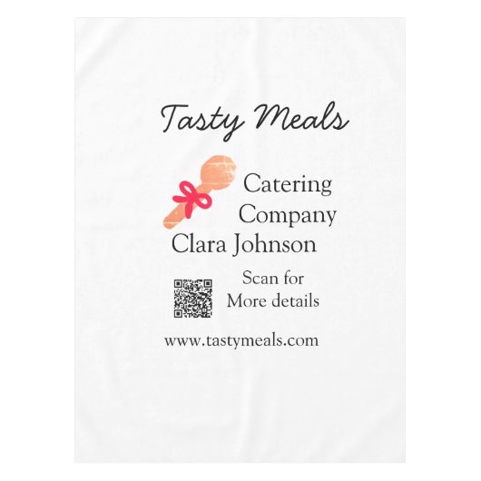 Cateringdiensten voeg naam QR-code website bakkeri Tafelkleed (Voorkant)
