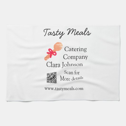 Cateringdiensten voeg naam QR-code website bakkeri Theedoek (Horizontaal)