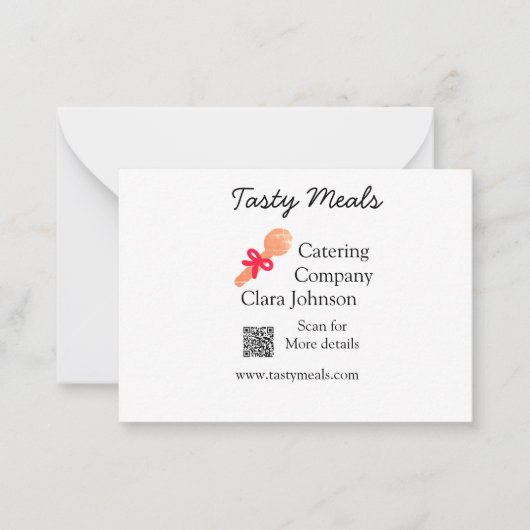 Cateringdiensten voegen naam toe QR code website b Notitiekaartje (Voorkant)