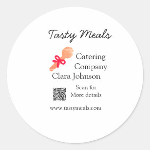 Cateringdiensten voegen naam toe QR code website b Ronde Sticker
