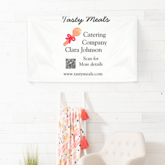 Cateringdiensten voegen naam toe QR code website b Spandoek (Insitu)
