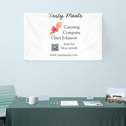 Cateringdiensten voegen naam toe QR code website b Spandoek (Beurs)