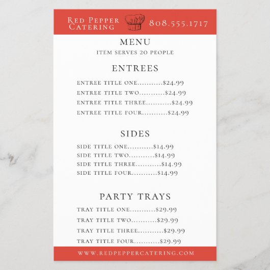 Cateringmenu Flyer Chef Hoed (Voorkant)