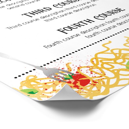 cateringmenu spaghetti Italiaans pasta-diner Poster (Hoek)