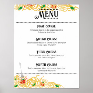 cateringmenu spaghetti Italiaans pasta-diner Poster