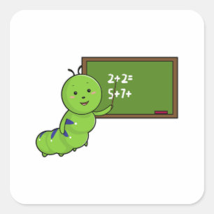 Caterpijler als leraar met Blackboard Vierkante Sticker