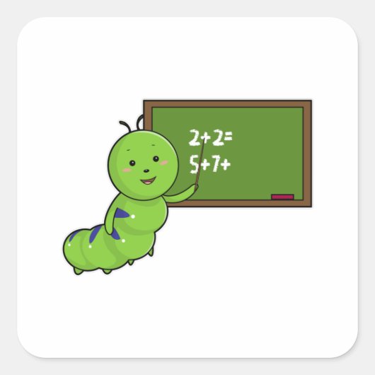 Caterpijler als leraar met Blackboard Vierkante Sticker (Voorkant)