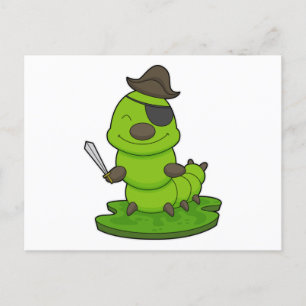 Caterpijler als piraat met zwaard briefkaart