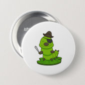 Caterpijler als piraat met zwaard ronde button 7,6 cm (Voorkant /achterkant)