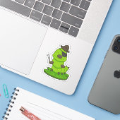Caterpijler als piraat met zwaard sticker (Laptop met iPhone)