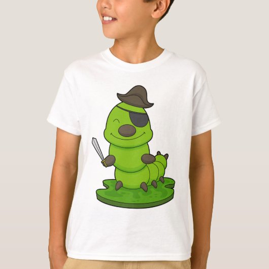 Caterpijler als piraat met zwaard t-shirt (Voorkant)