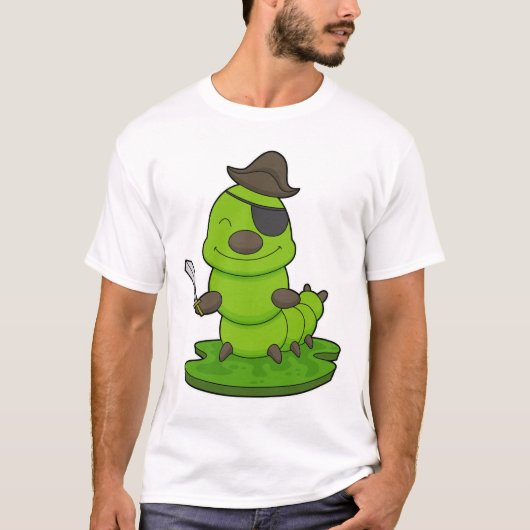 Caterpijler als piraat met zwaard t-shirt (Voorkant)