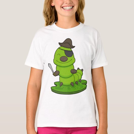 Caterpijler als piraat met zwaard t-shirt (Voorkant)