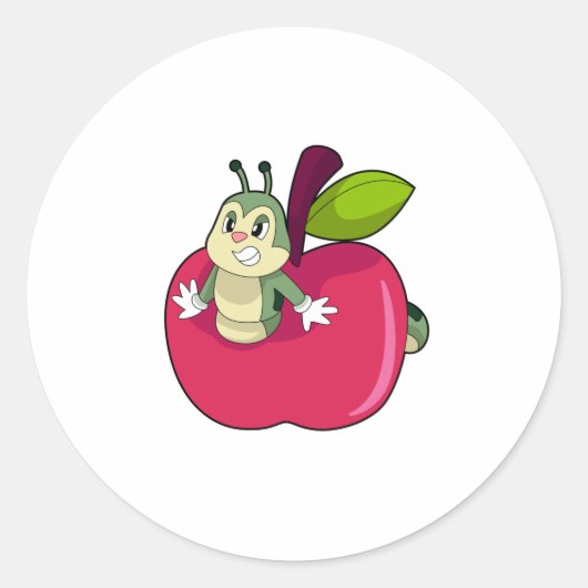 Caterpijler Apple Ronde Sticker (Voorkant)