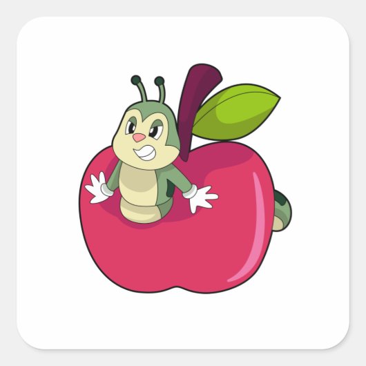 Caterpijler Apple Vierkante Sticker (Voorkant)
