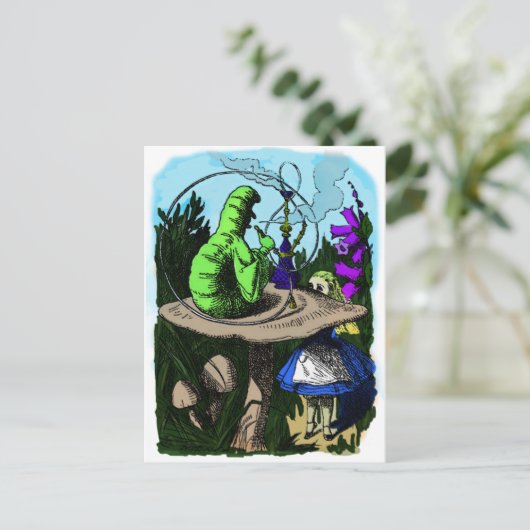 Caterpijler Colorized Alice in Wonderland Briefkaart (Staand voorkant)