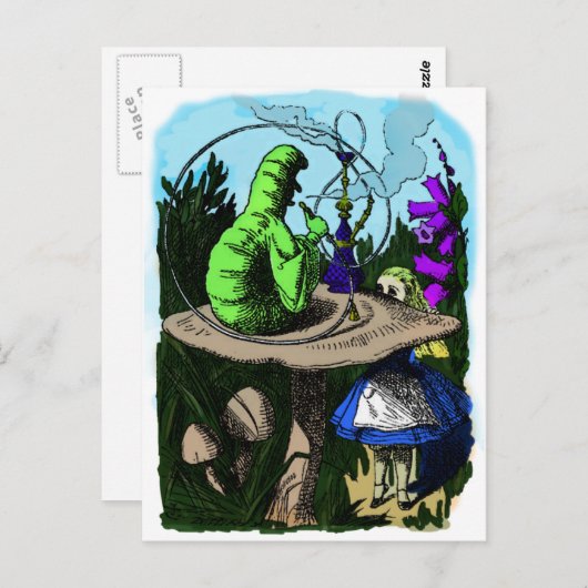 Caterpijler Colorized Alice in Wonderland Briefkaart (Voorkant / Achterkant)