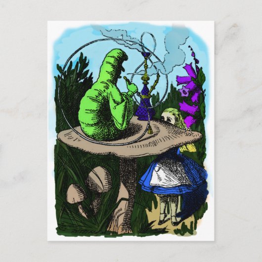 Caterpijler Colorized Alice in Wonderland Briefkaart (Voorkant)