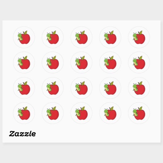 Caterpijler van Apple Ronde Sticker (Vel)