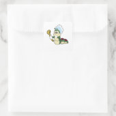 Caterpilaar als Chef met Wooden lepel Vierkante Sticker (Tas)