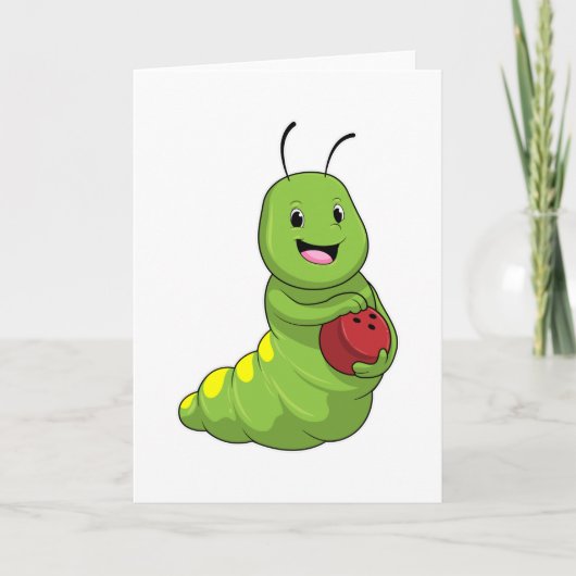 Caterpilaar bij Bowling met Bowling ball Kaart (Voorkant)