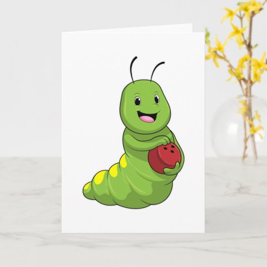 Caterpilaar bij Bowling met Bowling ball Kaart (Gele Bloem)