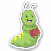 Caterpilaar bij Bowling met Bowling ball Sticker (Voorkant)