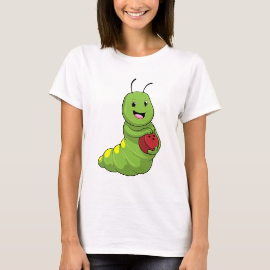 Caterpilaar bij Bowling met Bowling ball T-shirt (Voorkant)