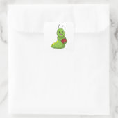 Caterpilaar bij Bowling met Bowling ball Vierkante Sticker (Tas)