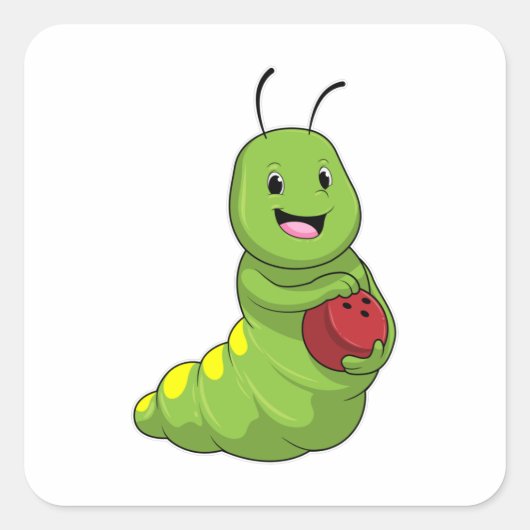 Caterpilaar bij Bowling met Bowling ball Vierkante Sticker (Voorkant)