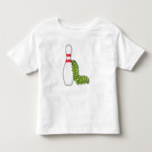 Caterpilaar bij Bowling met Bowling pin Kinder Shirts (Voorkant)