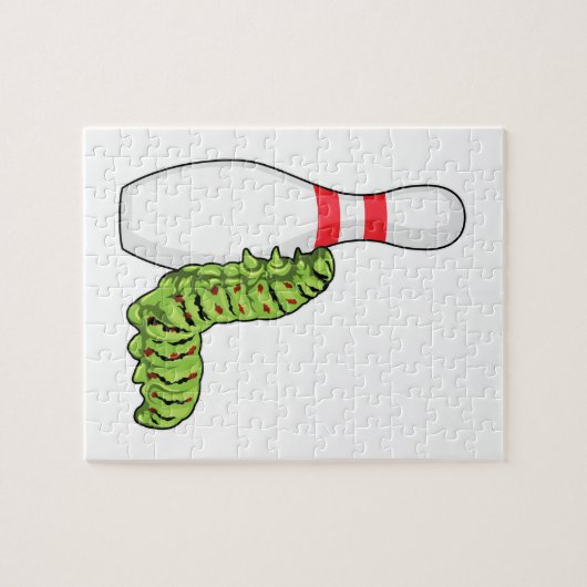 Caterpilaar bij Bowling met Bowling pin Legpuzzel (Horizontaal)