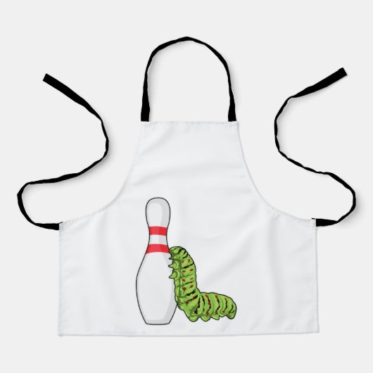 Caterpilaar bij Bowling met Bowling pin Schort (Voorkant)
