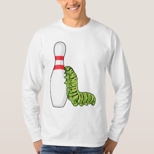 Caterpilaar bij Bowling met Bowling pin T-shirt (Voorkant)