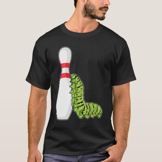 Caterpilaar bij Bowling met Bowling pin T-shirt (Voorkant)