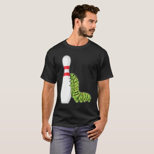 Caterpilaar bij Bowling met Bowling pin T-shirt (Voorkant volledig)