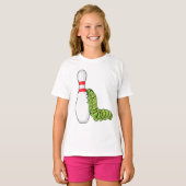 Caterpilaar bij Bowling met Bowling pin T-shirt (Voorkant volledig)