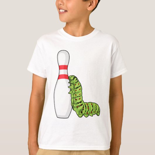 Caterpilaar bij Bowling met Bowling pin T-shirt (Voorkant)