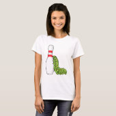 Caterpilaar bij Bowling met Bowling pin T-shirt (Voorkant volledig)