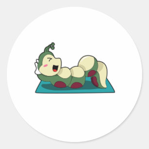 Caterpilaar bij fitnessout ronde sticker